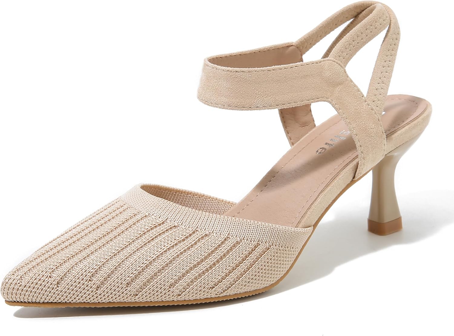 fereshte Women's Kitten Heel Sandals - Elastic Ankle Strap