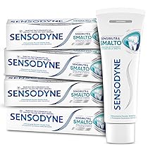 Sensodyne Dentifricio Sensibilità & Smalto Whitening, per Denti Sensibili e Smalto forte, Effetto Sbiancante*,Gusto menta fresca, Maxi formato 4x75ml