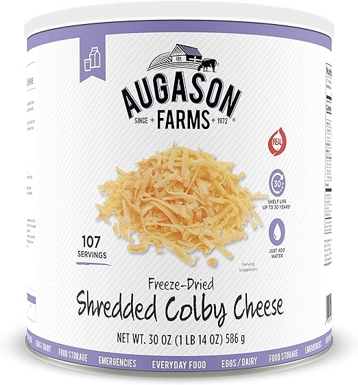 Augason Farms Freeze Dried Shredded Colby Cheese 30 oz 10 Can Amazon.ca Sports & Outdoors