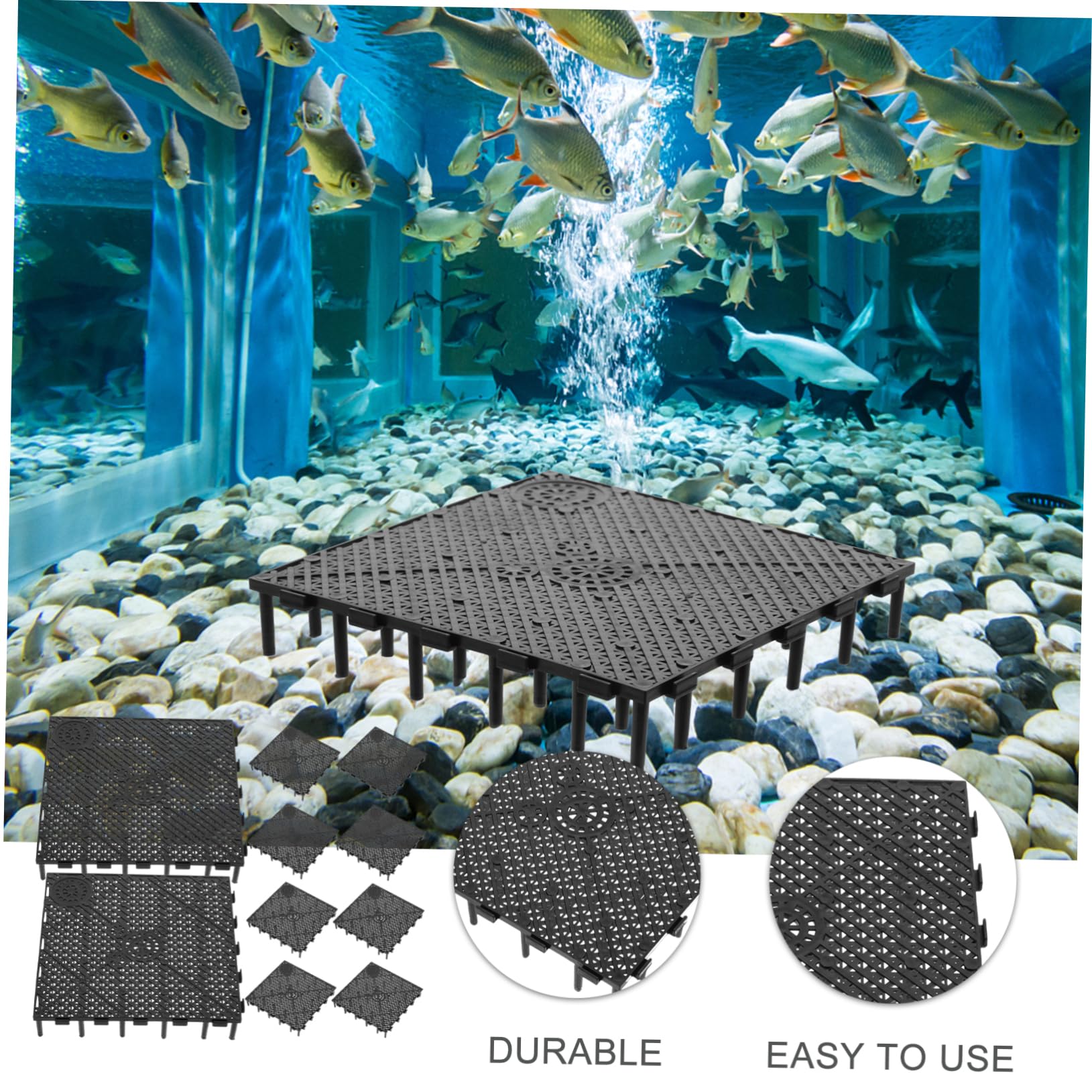 PVC Filterplatte für Aquariumboden 10 Stück Schwarz mit Zähigkeit und Nut Feder Verbindung zur Zucht von Meeresfischen und Fischbecken