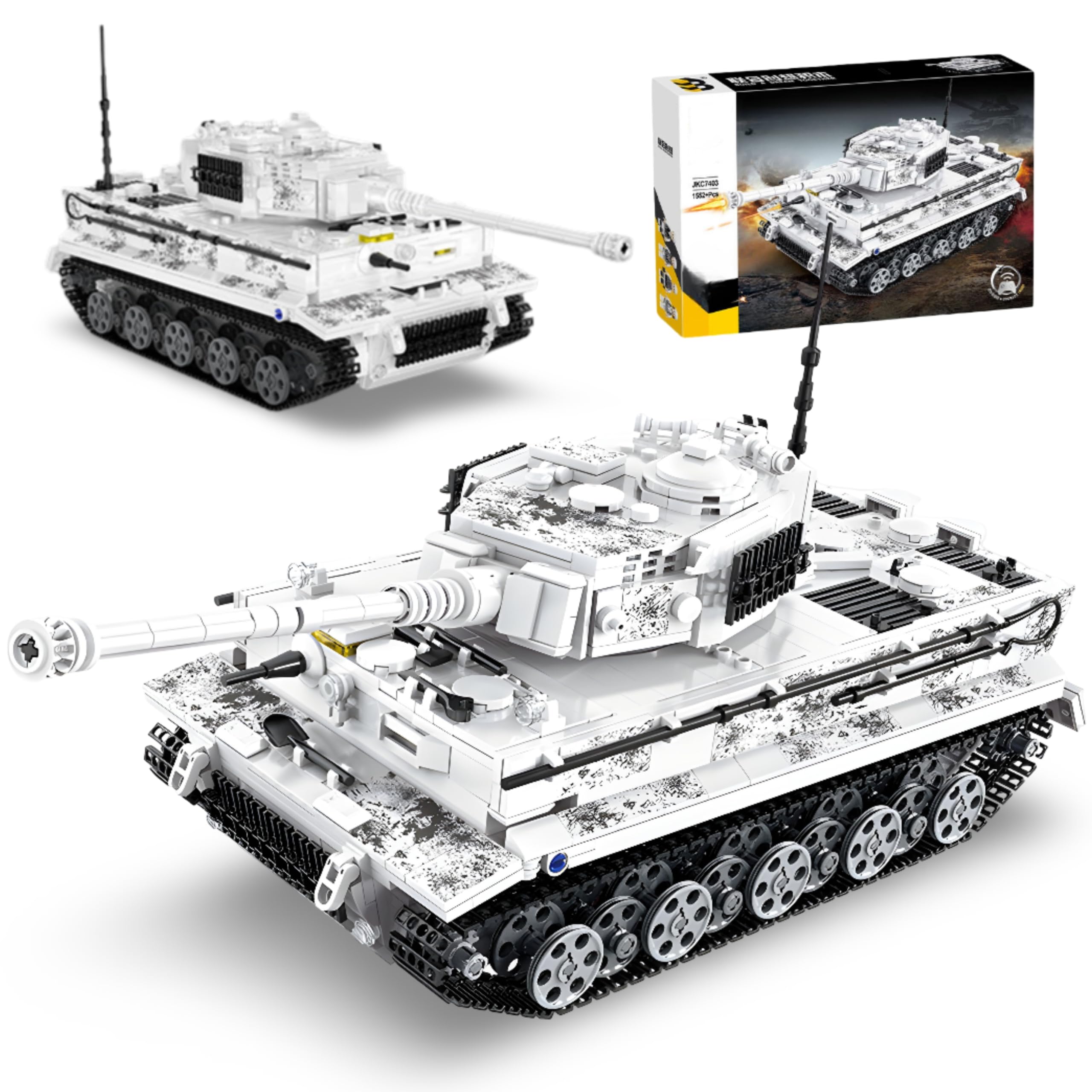 Schweres Gepanzertes Fahrzeug Bausteine Bausatz, Winter-Tarnfarben Militärisches Fahrzeug Baumodell Modell Spielzeug, Sammler Klemmbaustein Set für Adults & Teens