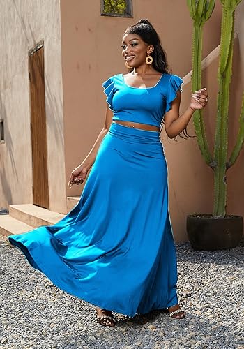 Miniatura 5 de LKOUS Vestido largo hawaiano sexy con cuello en V para mujer, vestido largo hawaiano de color sólido, vestido largo para vacaciones