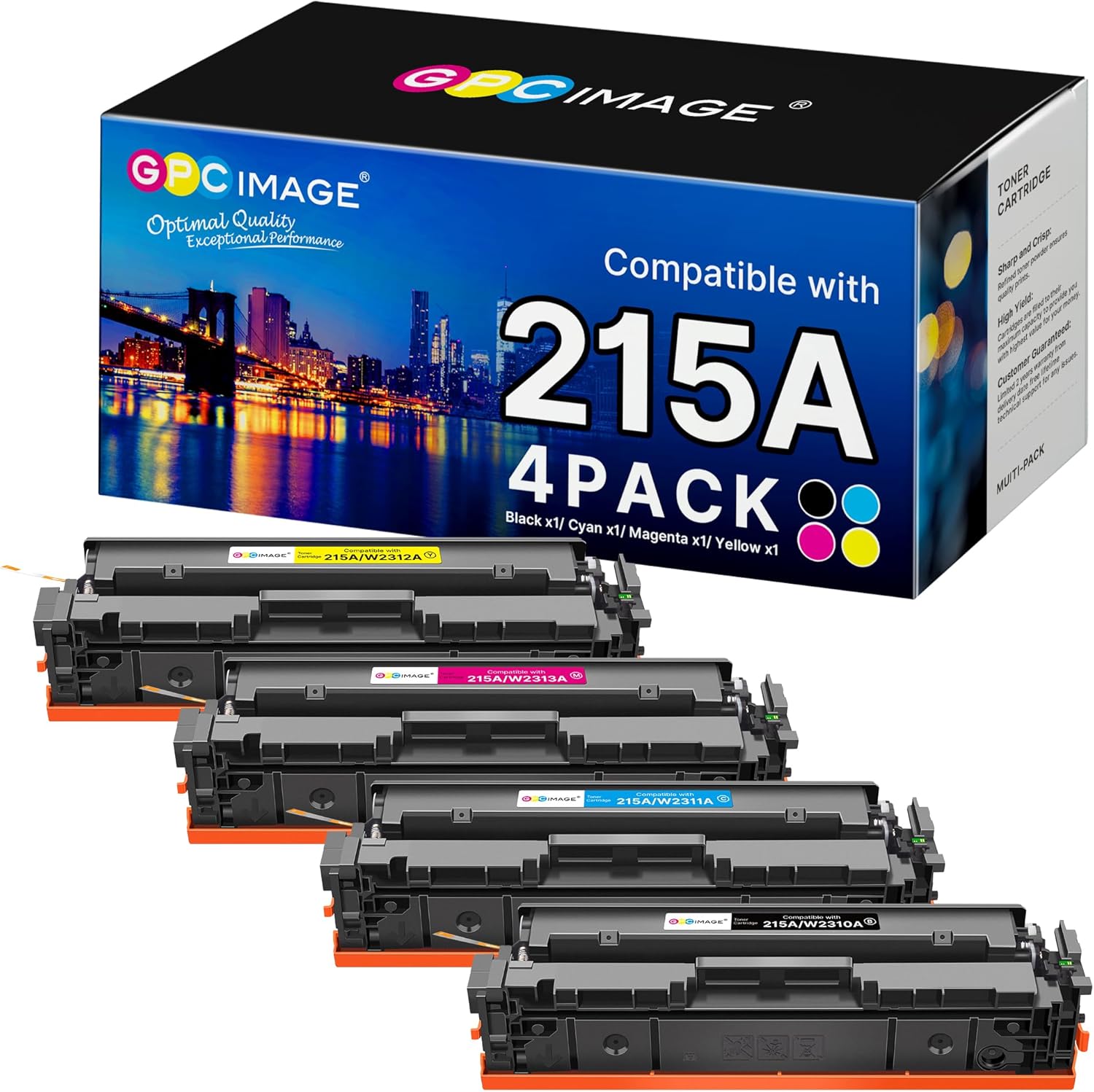 215A Toner Cartridges (with Chip) - Replacement for HP 215A Toner Cartridges 4 Pack for HP 215A work for HP Color Laseret Pro MFP M182nw M183fw M183fdw M155dw M155nw Series Printer（4 Pack, 215a toner）