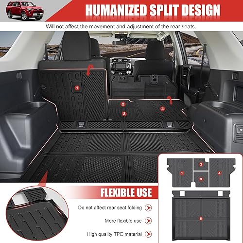 Miniatura 3 de Tapete de carga con cubierta trasera de asiento para Toyota 4Runner 2010-2023 de 5 plazas, forro de carga TPE para Toyota 4Runner 2023 (alfombrilla