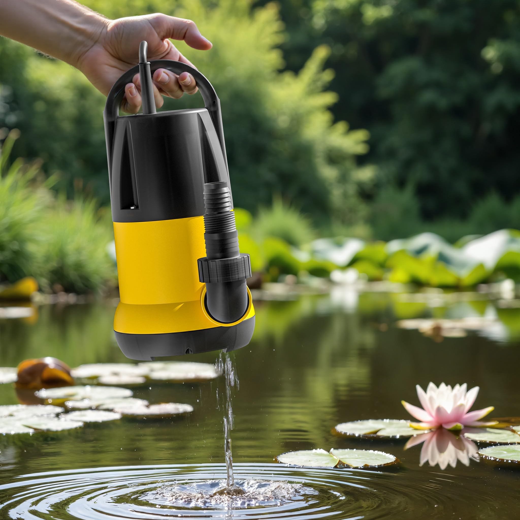 Wiltec Pompe pour Eaux usées Bleue 250W Pompe submersible 0,55 bar Débit 6000 l/h avec Câble 10m Hauteur de refoulement 5,5 m Particules jusqu'à Ø5mm Évacuation Drainage Chantier
