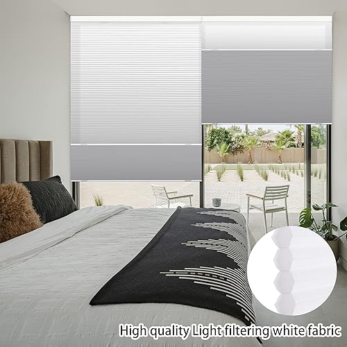 Miniatura 2 de Boolegon - Persianas celulares sin cordones Day Night BlackoutFiltro de luz, 2 persianas en 1 de panal de abeja, de arriba hacia abajo, abajo hacia