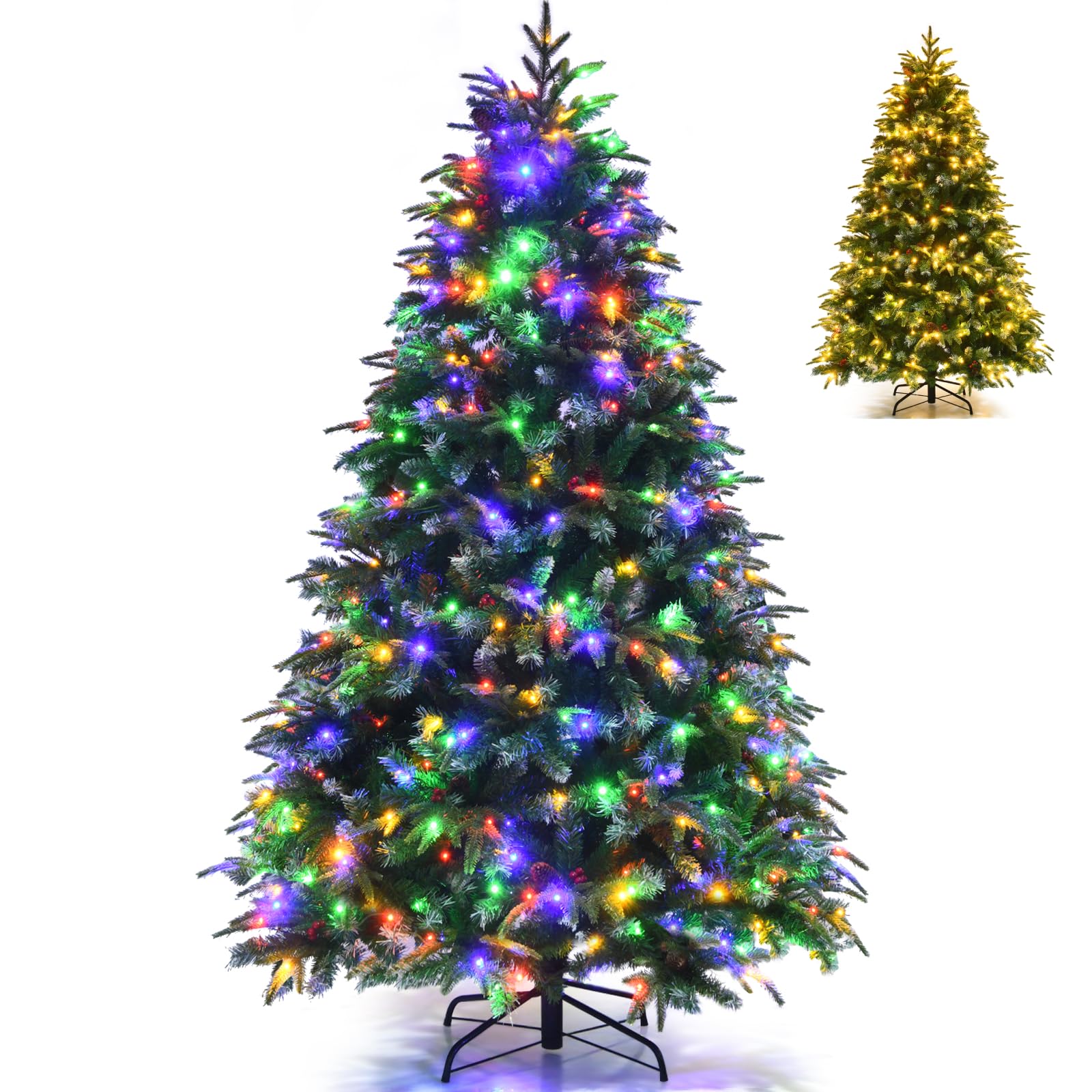 CVHfhjTG christmas tree, Dual-Color Changing, 11 Flash Modes, Pine Cones and Red Berries, Festive Party Decor(6FT)