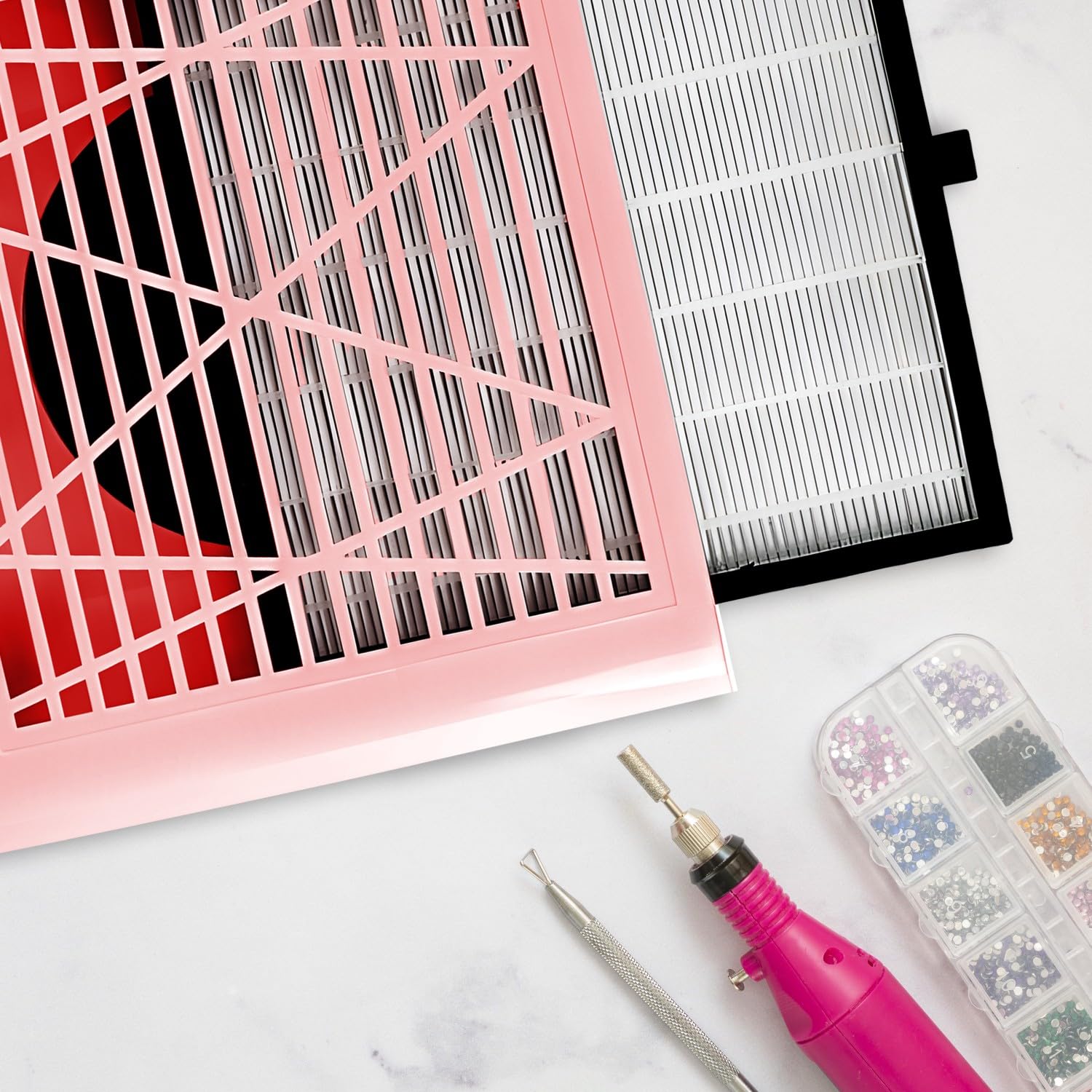 Retoo - Aspirador de uñas profesional para salón de manicura y hogar (80 W, potente aspirador para manicura, salón, diseño de uñas, velocidad 4500 rpm, rosa