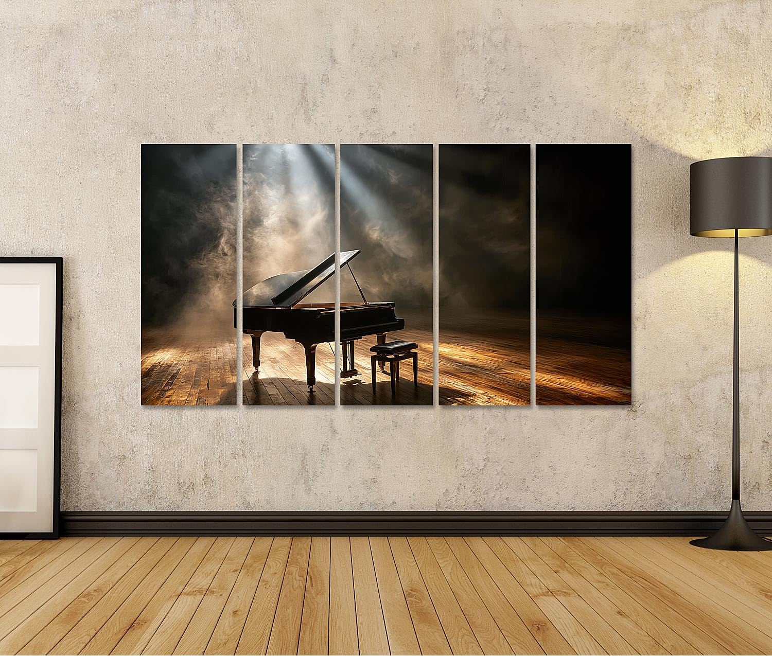 islandburner Bild auf Leinwand Majestätischer Konzertflügel Kunstdruck Wohnzimmer Für Musikliebhaber - 5-teilig XXL
