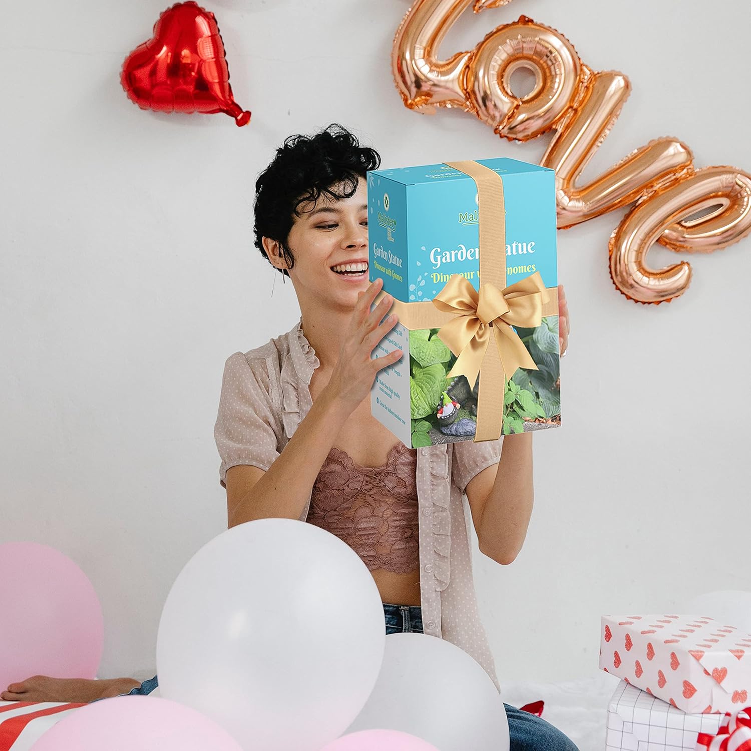 Malister 14 Inch Dinosaur Gnomes Garden Statues for Fall Winter Garden Decor, Garden Gnomes Statues Outdoor Decor, Outdoor Statues for Patio, Lawn, Yard Decorations Outdoor, Housewarming Garden Gifts : Patio, Lawn & Garden