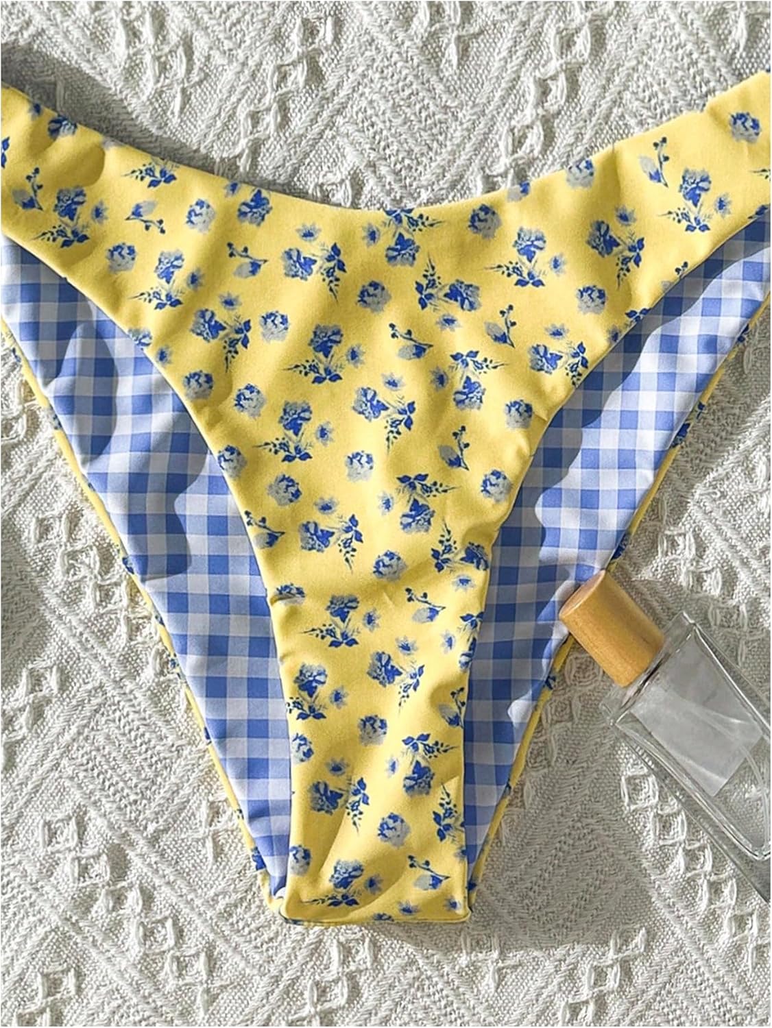 SHENHE Women's Gingham Bikini Set Triangle Halter Swimsuits Floral Coquette Boho Swimwear - Image 4