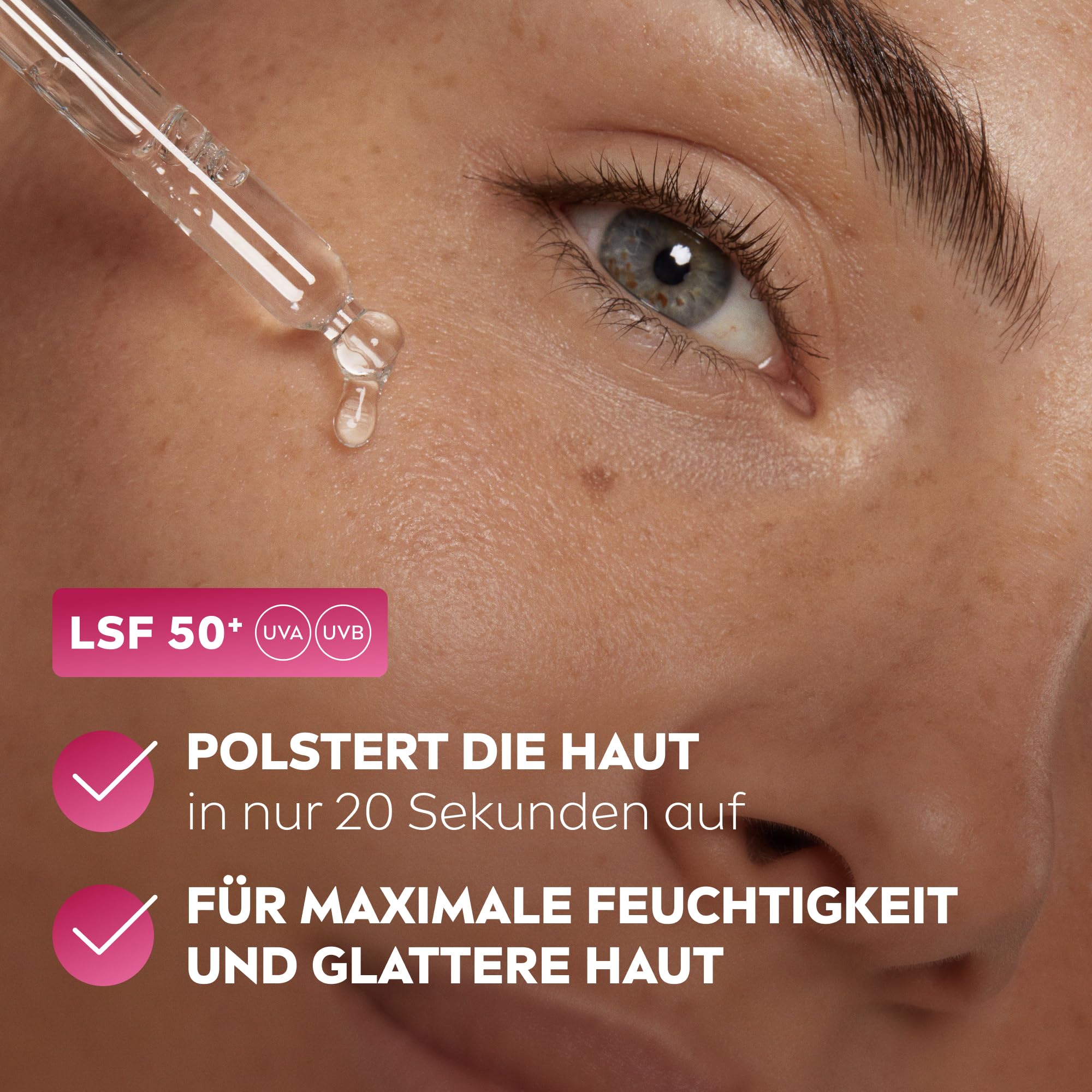 NIVEA Cellular Expert Filler Hyaluron-Serum mit LSF 50+, leichtes und schnell einziehendes Serum mit purem Hyaluron, Gesichtspflege für geglättete Falten, Tägliches UV Serum Fluid (30 ml)
