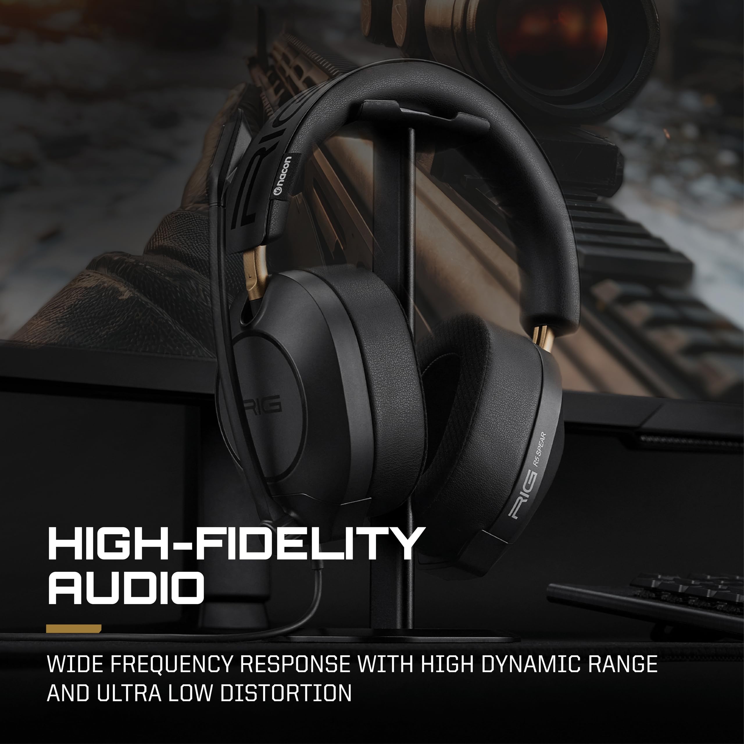 RIG R5 Spear MAX HD Wired Gaming Headset for PC, PS5, Xbox – 40mm GrapheneQ™ Drivers, Dolby Atmos 3D Audio, Detachable Mic, USB-C Audio DAC, Memory Foam Ear Cushions, 3.5mm — view 3