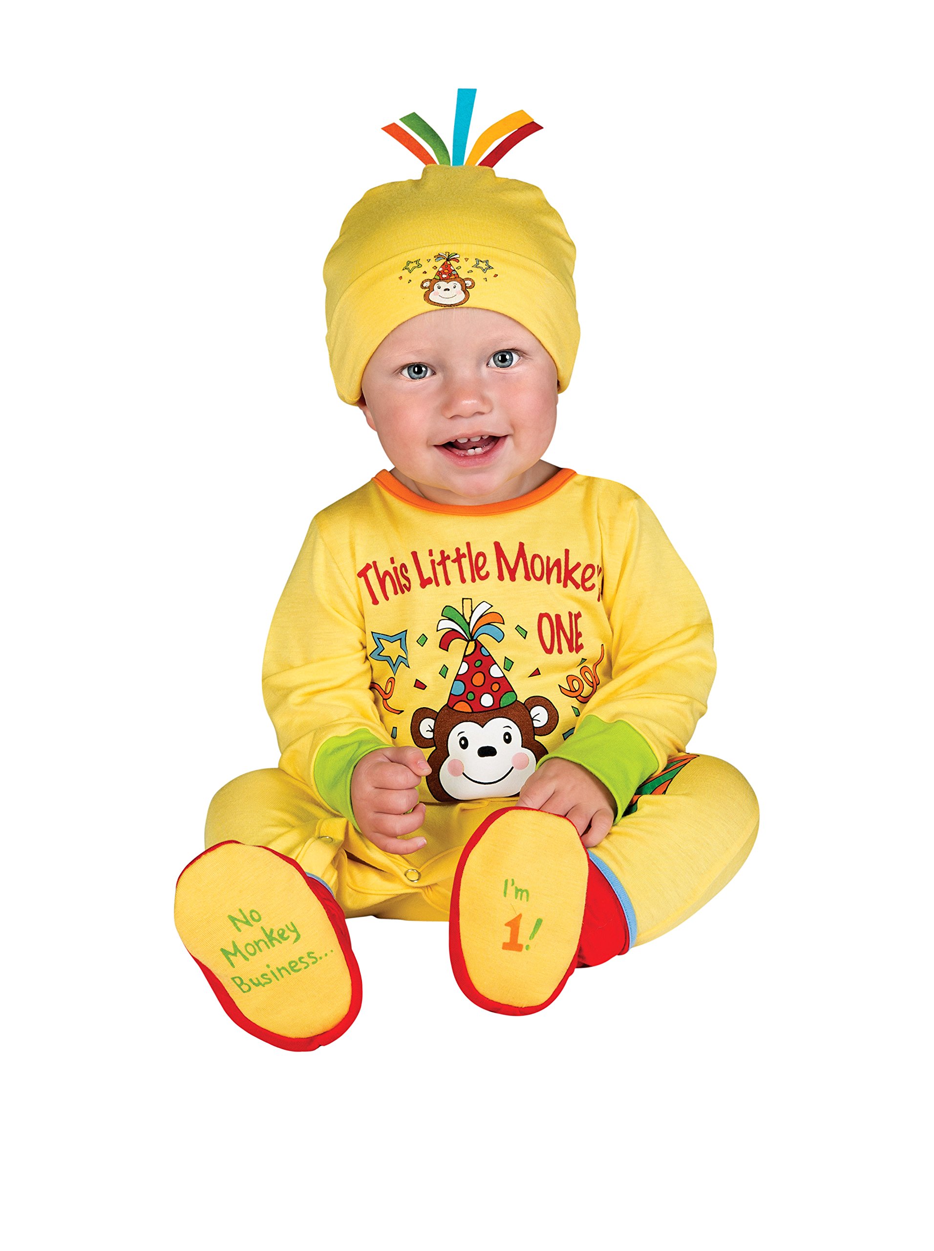 Rubies Costume First Birthday Prince One-Piece Printed Jumper, Hat, and Booties 0-6 Months Multicolor
