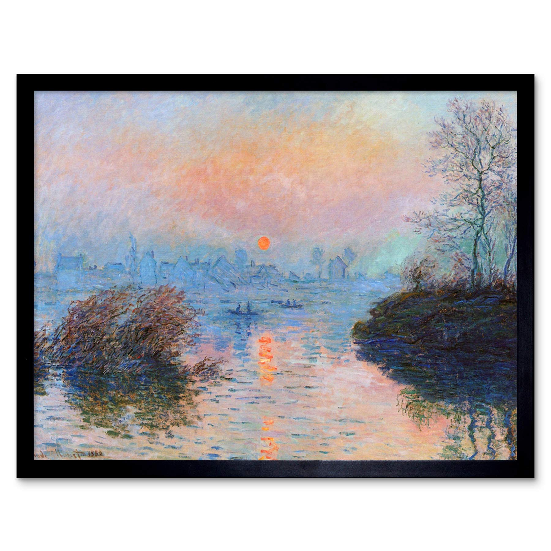 Wee Blue Coo Monet Sunset Seine Lavacourt Winter Art Print Framed Poster Wall Decor 12x16 inch