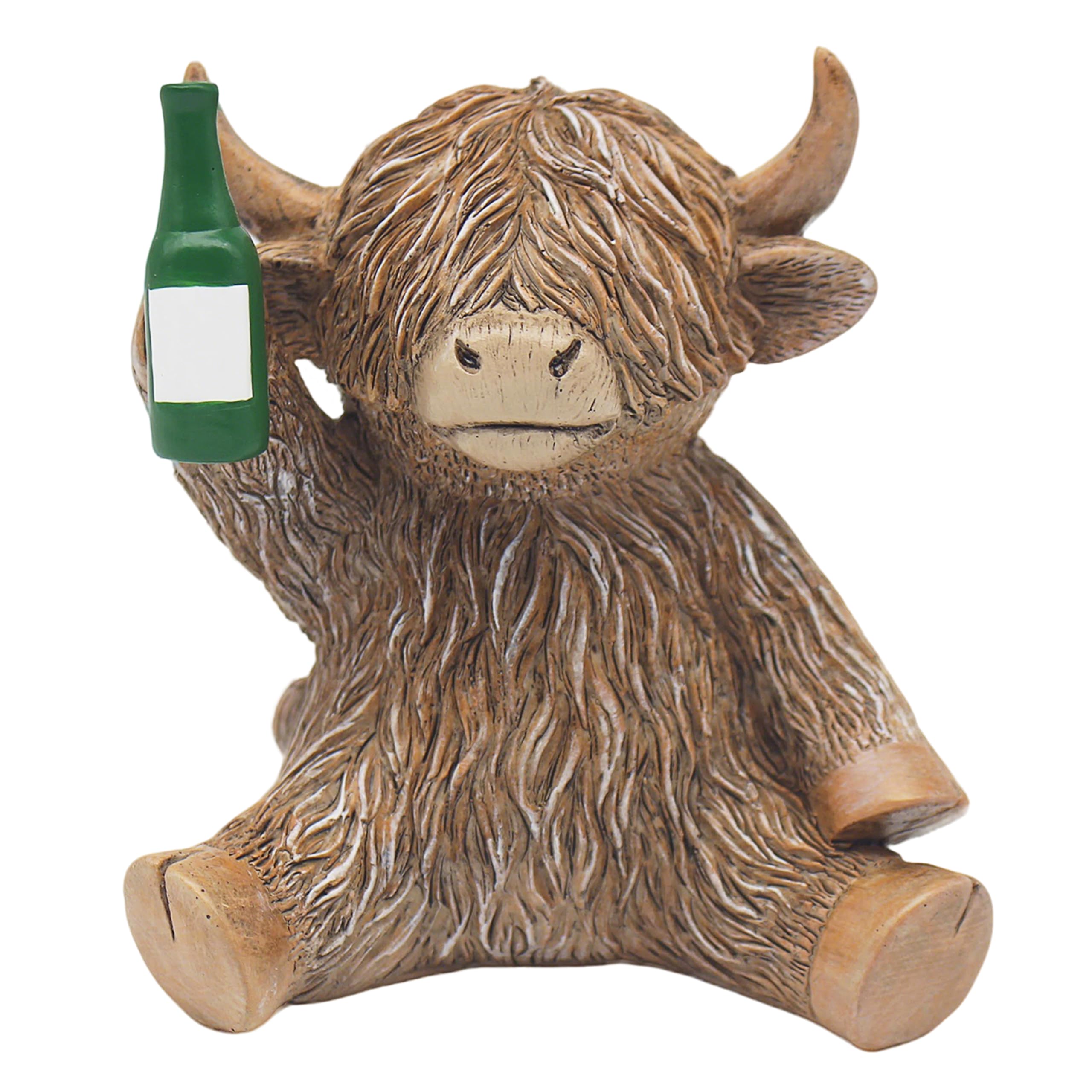 Lesser & Pavey Happy Highland Cow Beer Cheers Home Decor Figurines & Ornaments For Home & Office | Decorative Home Accessories Statues For Indoor & Outdoor | Lovely Gifts for Women & Men