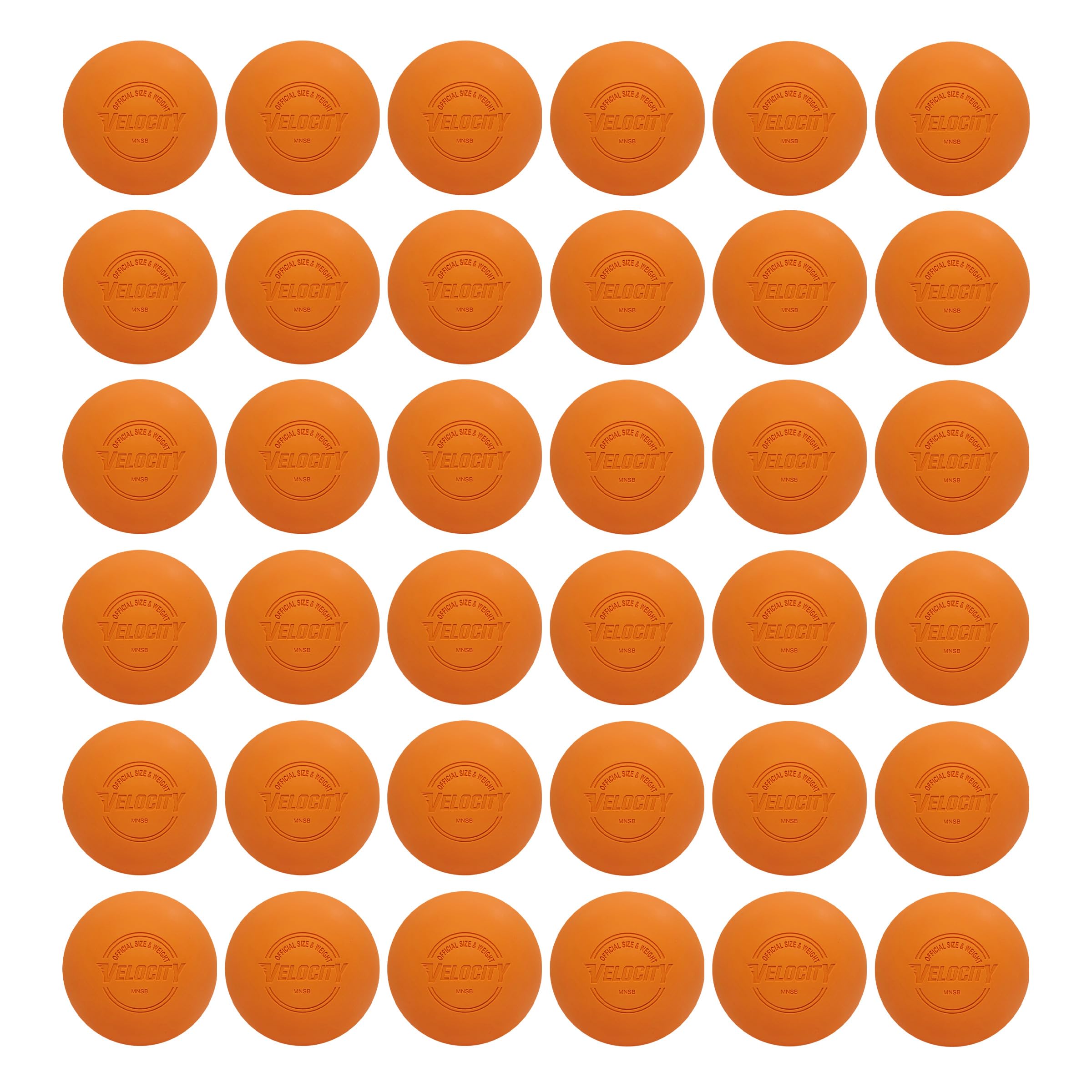 Velocity Practice Lacrosse Balls - 1, 2, 3, 6, 12, 18, 24, 36, 60 and 120 Packs - Official Size and Weight - Orange