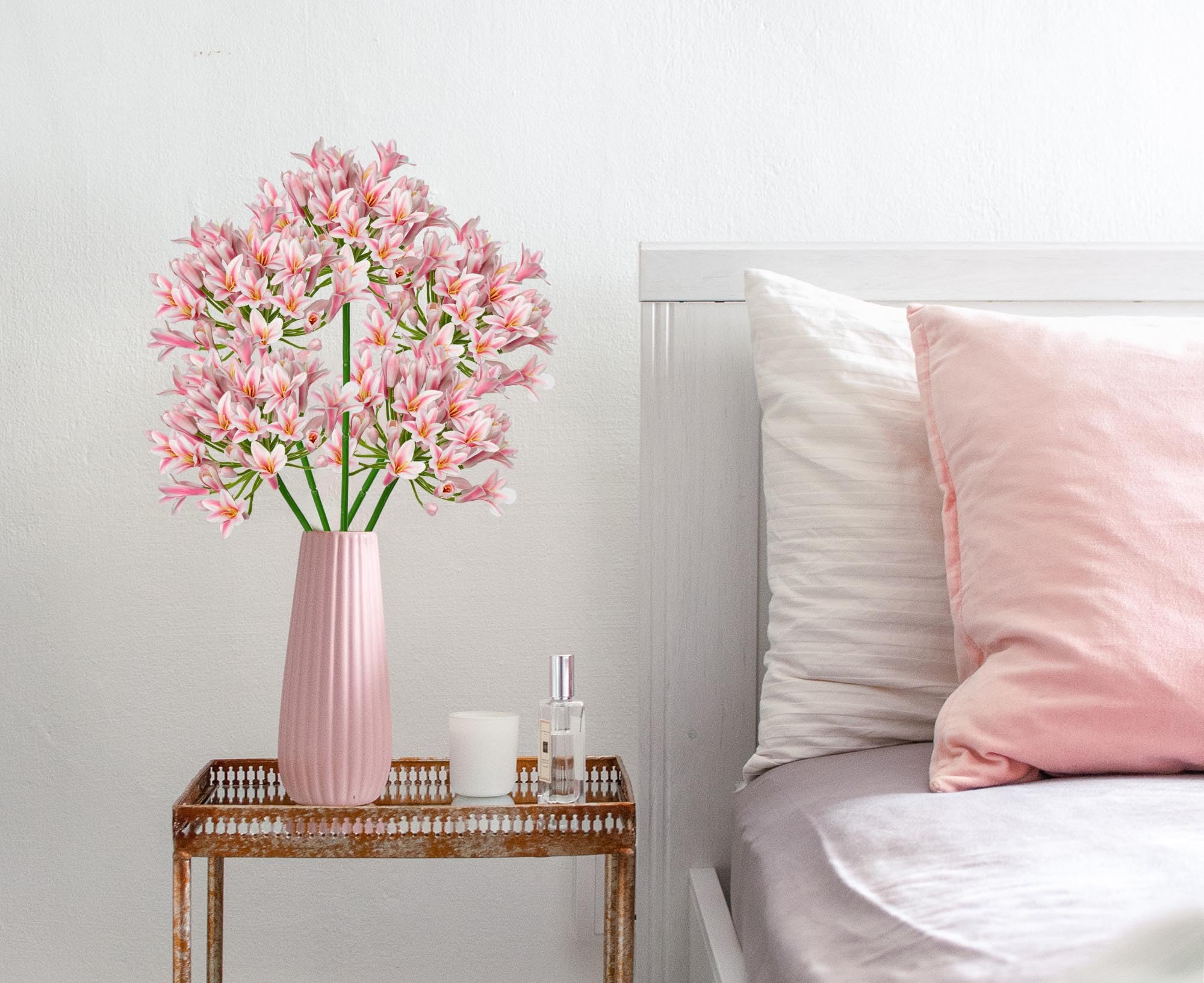 Briful 5PCS 30" Tall Artificial Flowers Agapanthus Silk Flowers Pink Artificial Flowers for Decoration 77cm Fake Agapanthus Flowers Stem for Home Kitchen Decor - Image 4