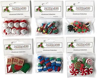 Buttons Galore 50+ Assorted Christmas Buttons for Sewing & Crafts - Set of 6 Button Packs