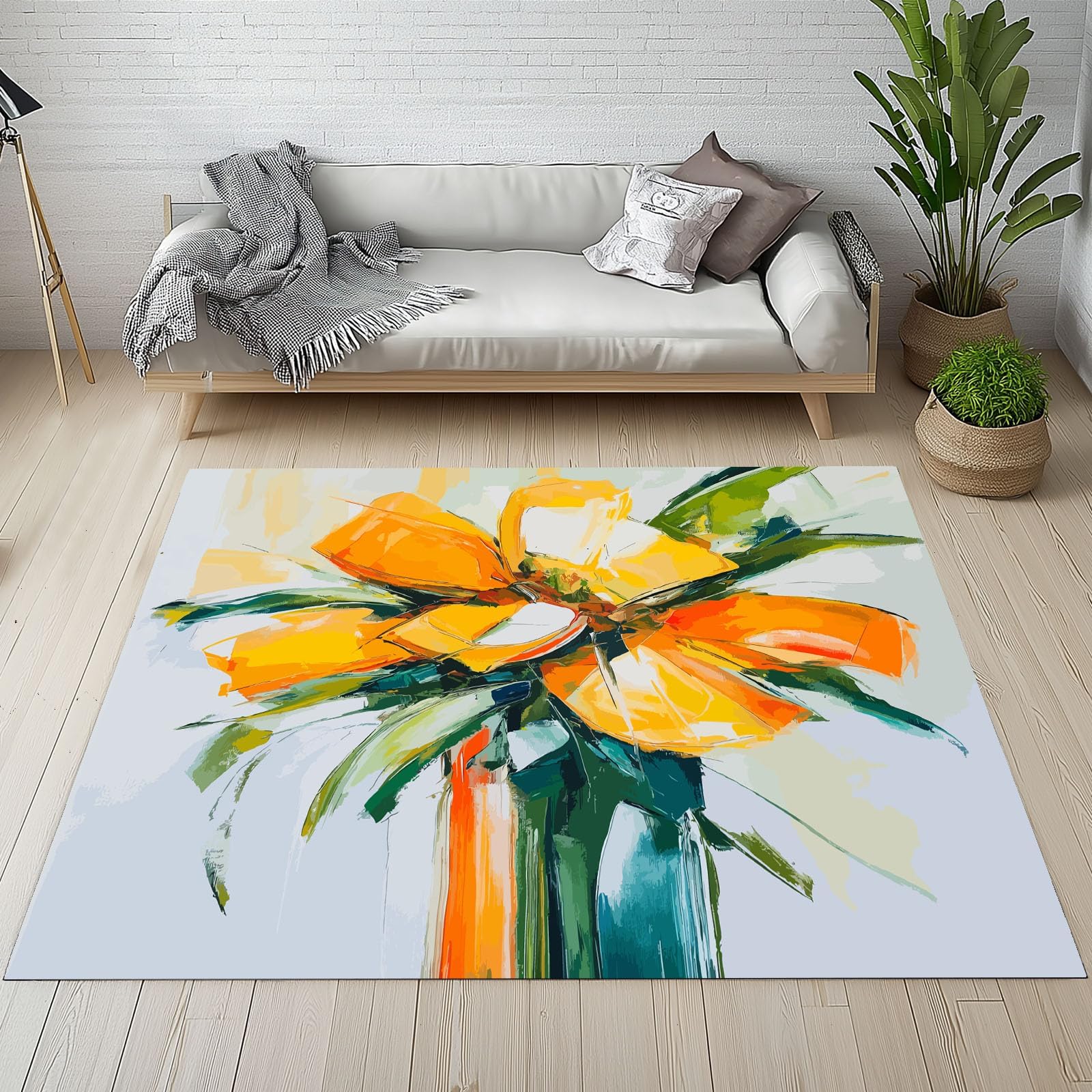Tapis floral abstrait lavable pour sublimer le salon ou réchauffer la chambre à coucher 130x230