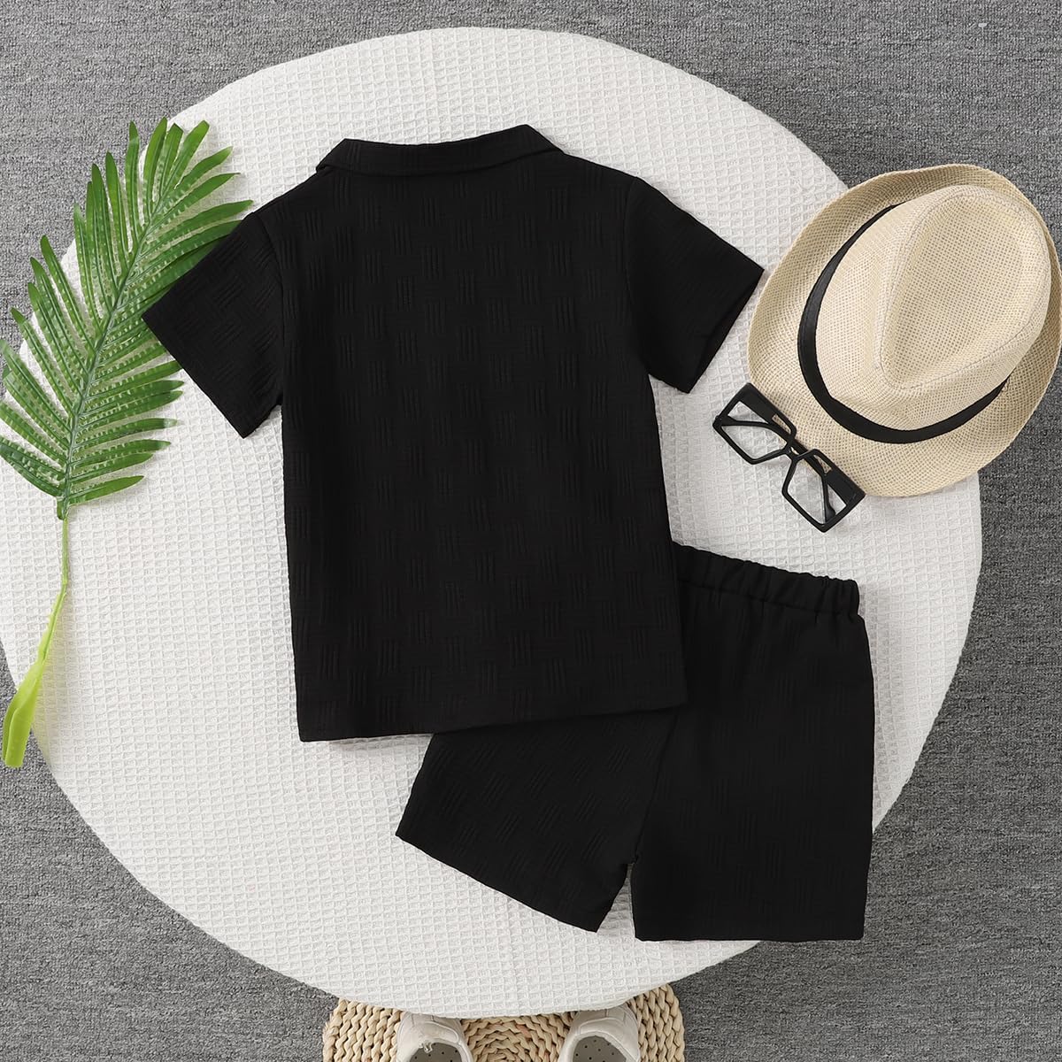 Size 2-6 Years Toddler Boys Clothes 2 Piece Summer Outfit Short Sleeve Button Down Shirt Top and Shorts Set - Image 2