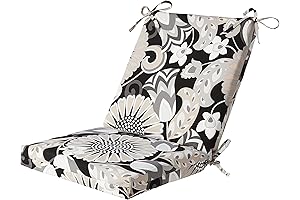 Pillow Perfect 1-Piece Outdoor Chair Cushion, Black/White Sophia