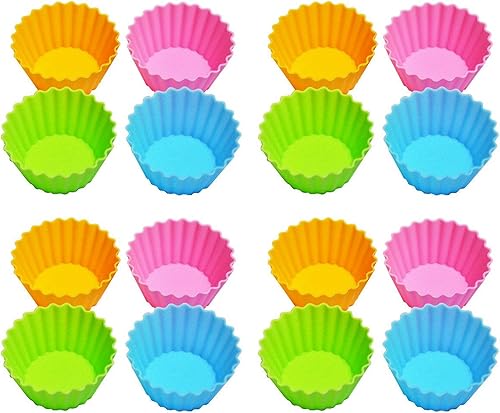 JapanBargain 3337, Divisor de alimentos de silicona para lonchera Bento, forma redonda, moldes para hornear, tazas para tartas, 16 piezas, redondo