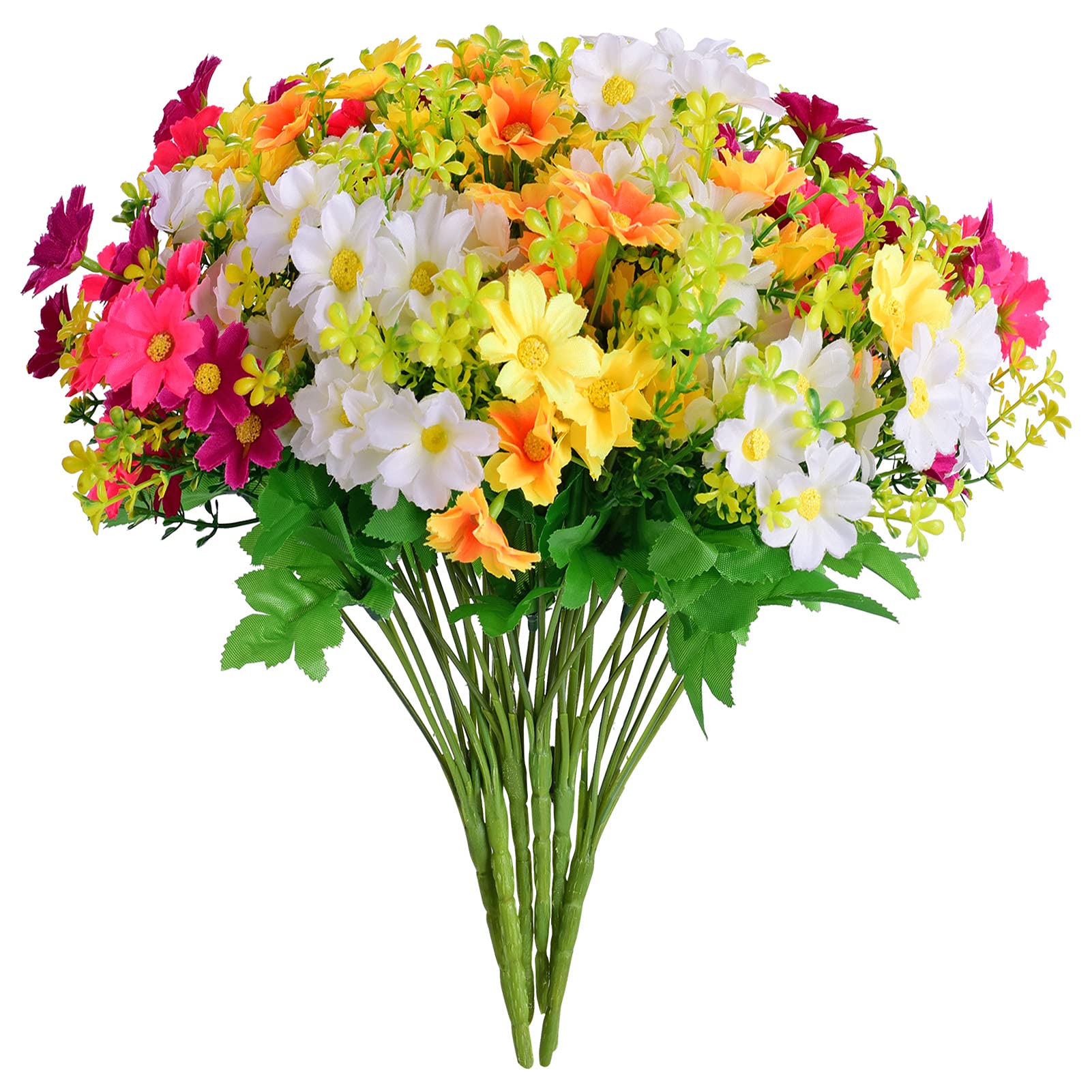 EverWin Artificial Fake Flowers Daisies Arrangements Bouquet for Home Decoration Table Centerpiece - Silk Faux Wild Multicolor Flowers Daisies Bulk Bouquets with Stems for Crafts Outdoors