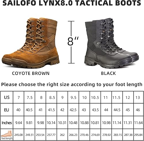 Vista 3 de SAILOFO Botas militares para hombre, botas tácticas ligeras, botas de caza de selva para senderismo