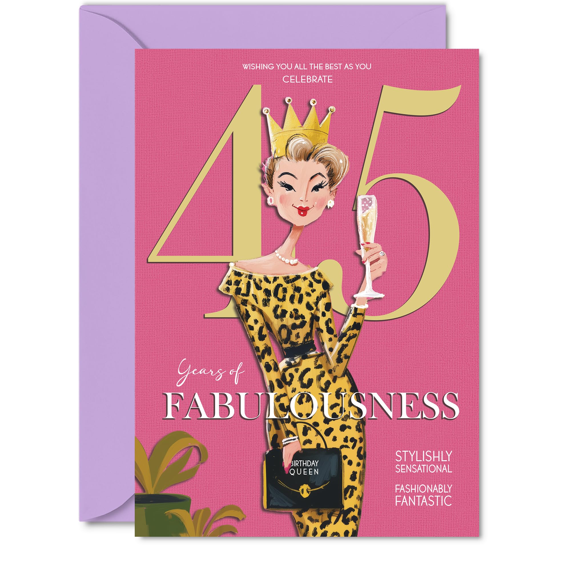 45th Birthday Cards for Women - Years Of Fabulousness - Happy Birthday Card for 45 Year Old Woman Daughter Wife Niece Cousin, 5x7 Inch Bday Greeting Cards