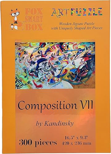Miniatura 8 de Rompecabezas de madera para adultos con piezas únicas, fabricado en los Estados Unidos por FoxSmartBox - 300 piezas - Challenge. Composición VII