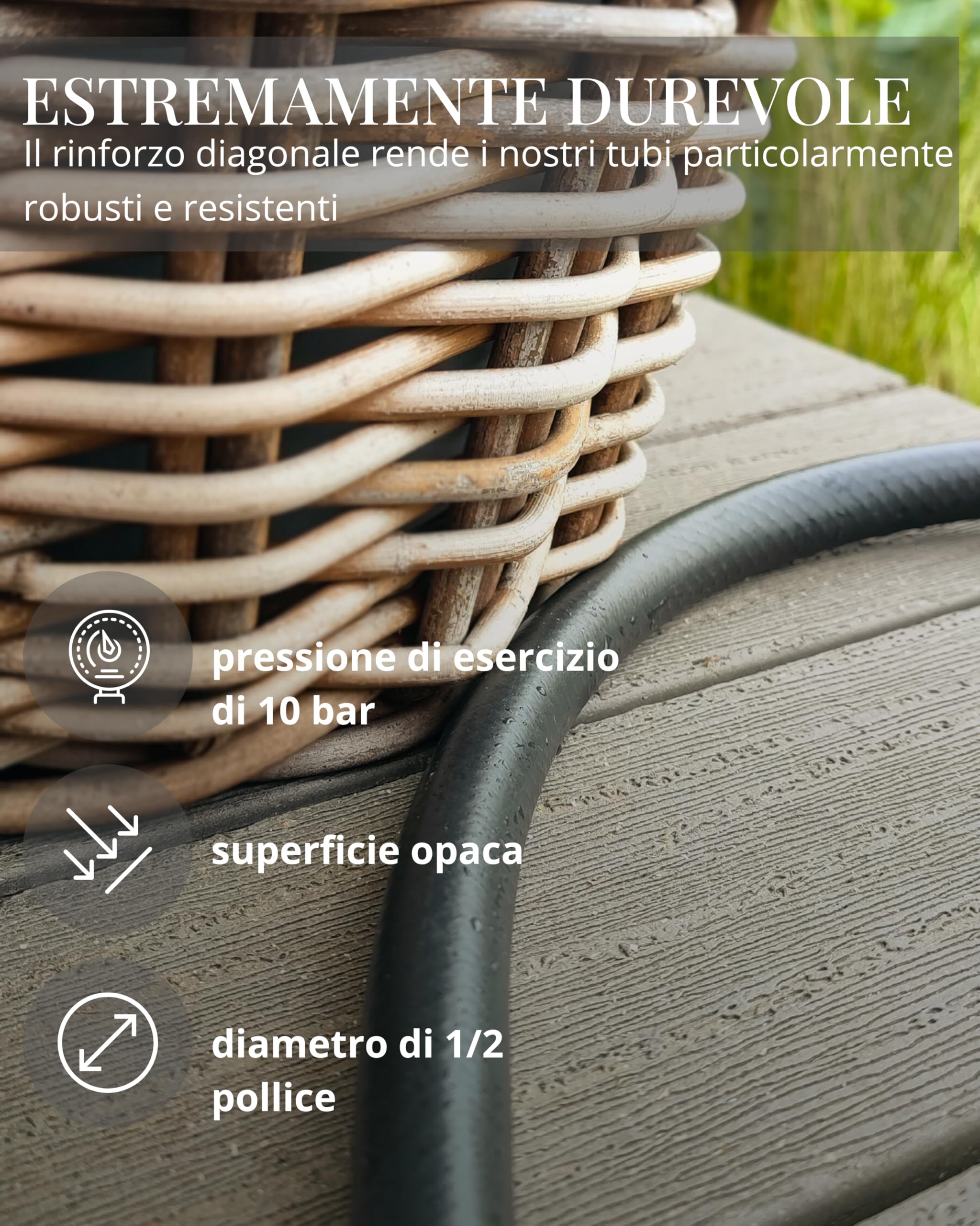 LIVLIG Tubo da giardino 30 m in set, tubo da giardino nero in materiale riciclato all'85%, tubo dell'acqua con soffione da giardino e connettore per tubo da 1/2", PureCycle