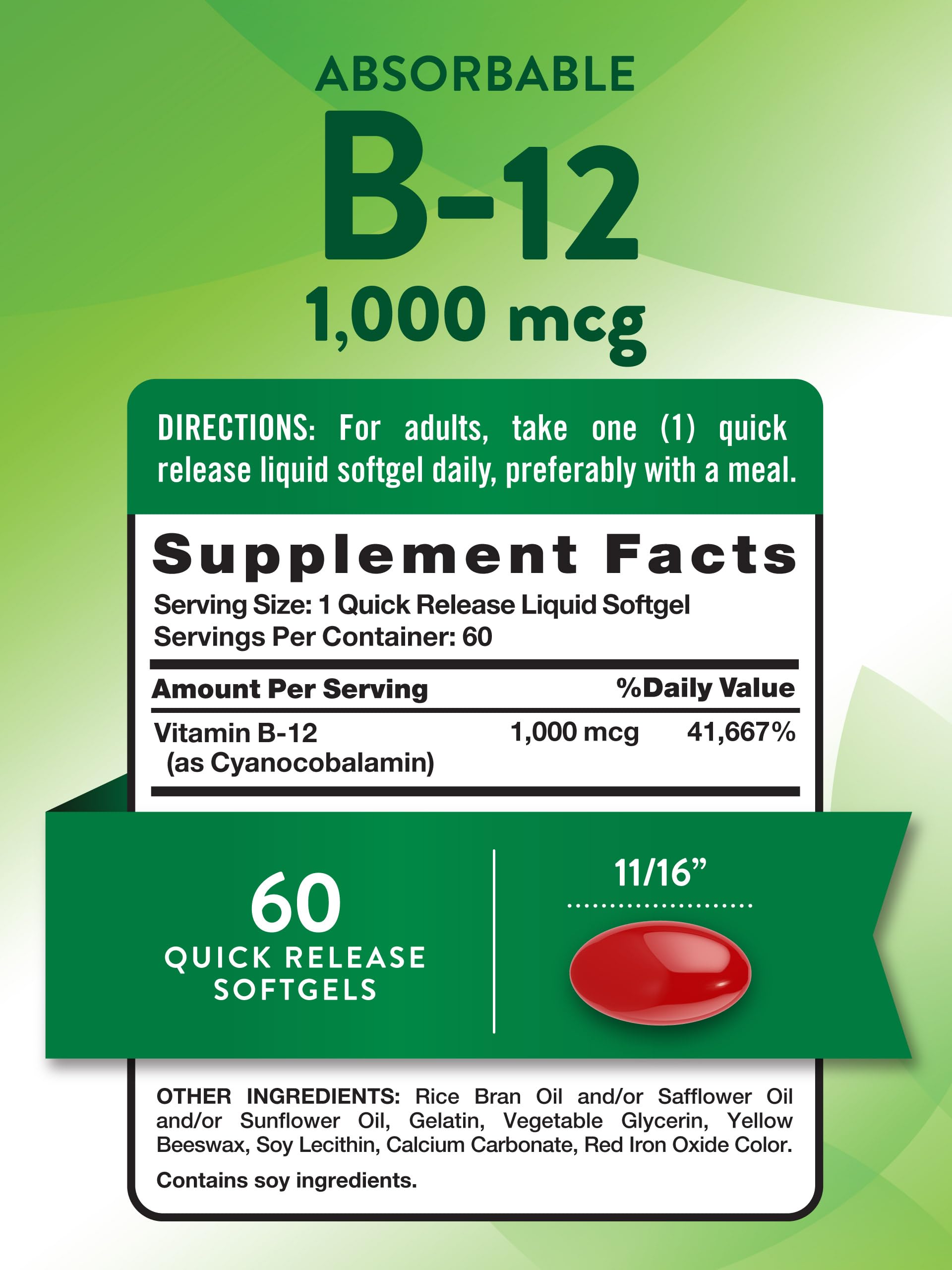 Nature's Truth Vitamin B12 | 1000 mcg | 60 Softgels — Amazon image 2