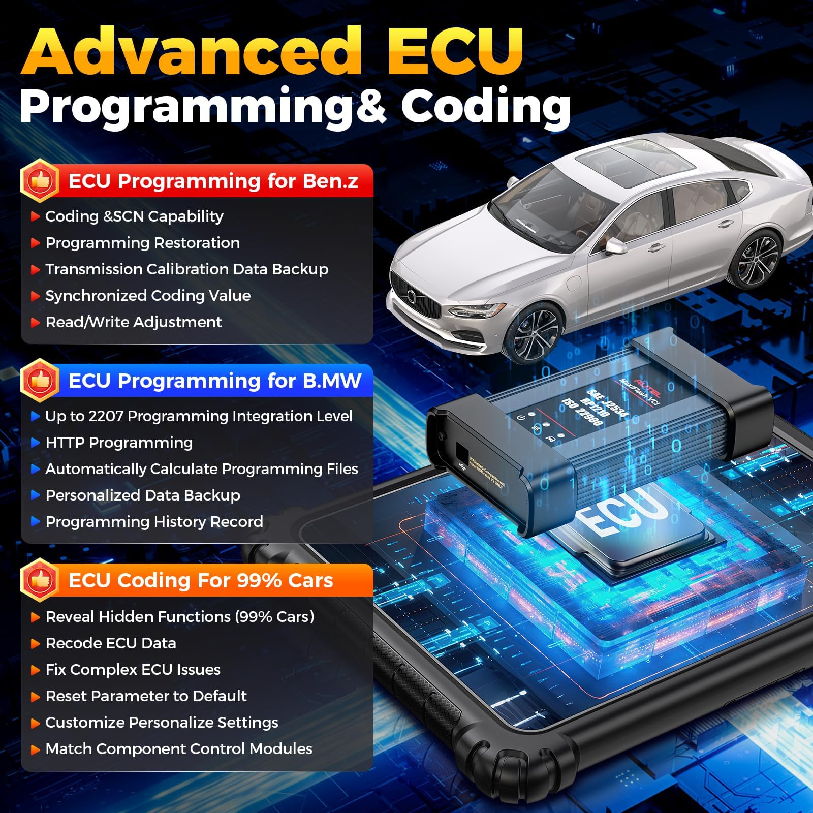 Autel MaxiCOM Ultra Lite Primera Diagnosis Coche, Actualizaciones 2 Años, Diagnóstico Inteligente de MS919 MS909 Elite II PRO, Topología 2.0, Programa & Codifica ECU, 3K+ Pruebas Activas, 40+ Servicio