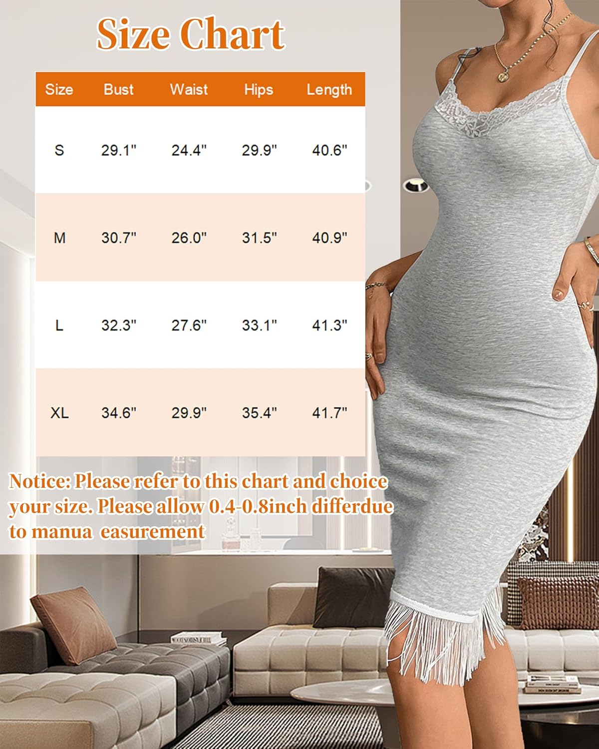 Women's Full Slip Under Dress Camisole Mini Dress Knee Length Slips Nightwear - Image 7
