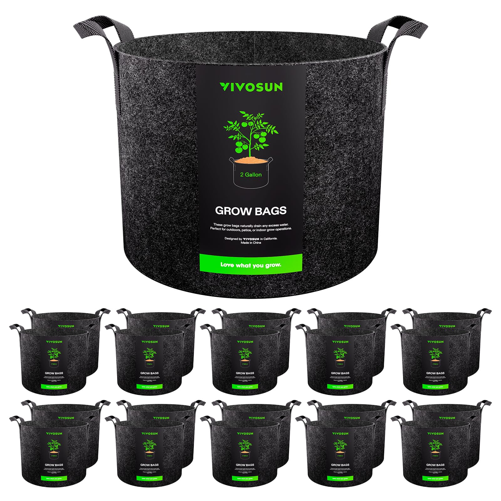 VIVOSUN 20-Pack 2 Gallon Plant Grow Bags Fabric Pots with Handles