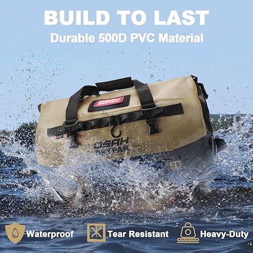 Miniatura 4 de Bolsa de lona impermeable 25L40L60L  Bolsa trasera de motocicleta resistente, bolsa seca enrollable para viajes, camping, canotaje, kayak, aventura