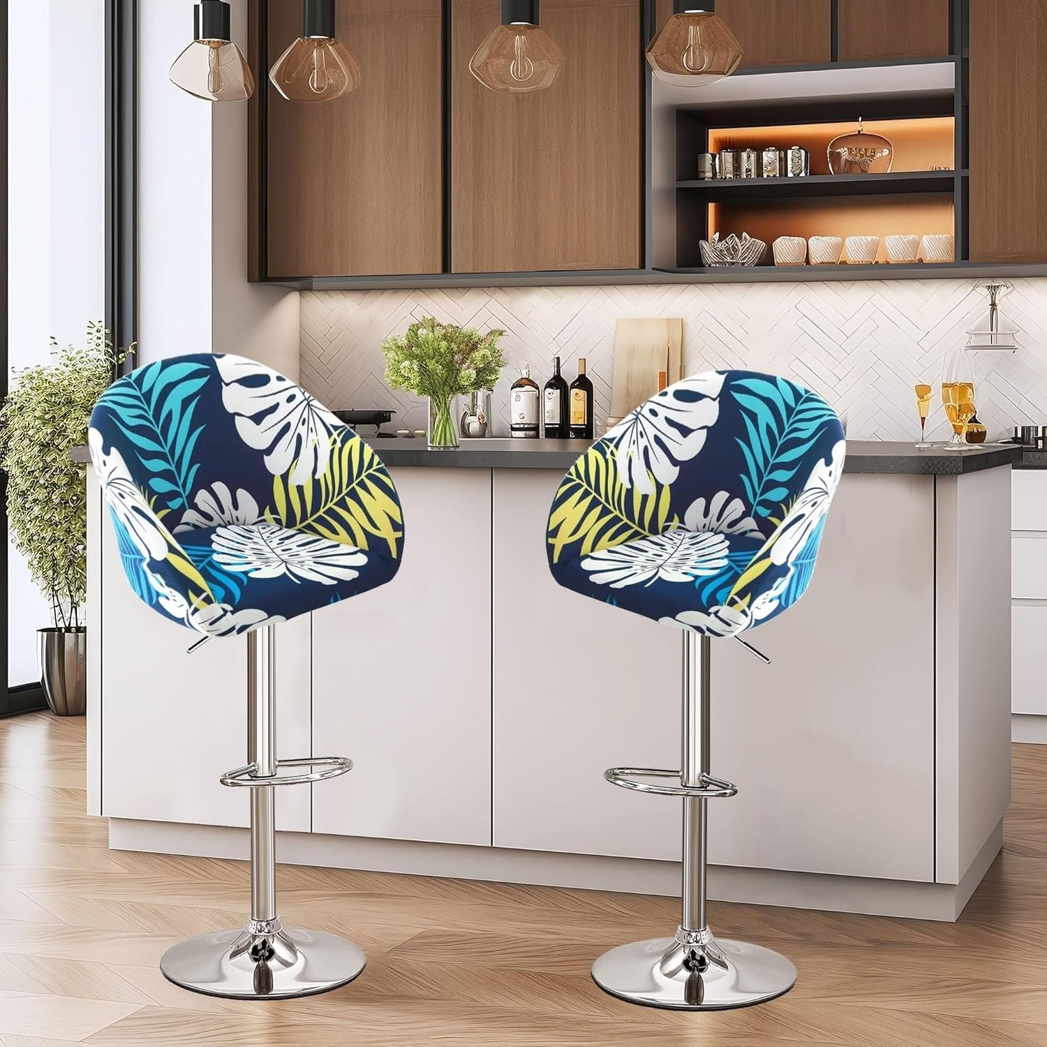 1/2/4 Stück Barhocker Stuhlhussen Bezüge Stretch Stuhlbezug Sesselbezug mit Armlehnen Abnehmbare Schonbezug for Bürostühle Esszimmerstühle Schminktisch Stuhl Küchenstühle(20,4pcs)