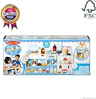 Vista 3 de Melissa & Doug Cool Scoops Ice Creamery, tienda de helados de madera y mostrador con comida de juguete y accesorios de cocina de juguete, juguetes