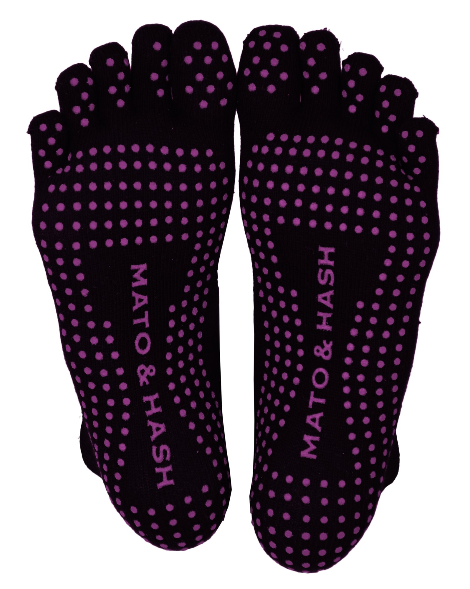 Mato &amp; Hash 5-Toe Exercise Barefoot Feel Yoga Socks With Full Grip