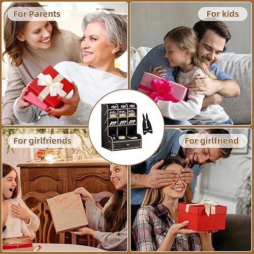 Miniatura 4 de Marbrasse - organizador de escritorio de madera, multifuncional, caja de soporte para bolígrafos, papelería de escritorio, fácil de montar, estante