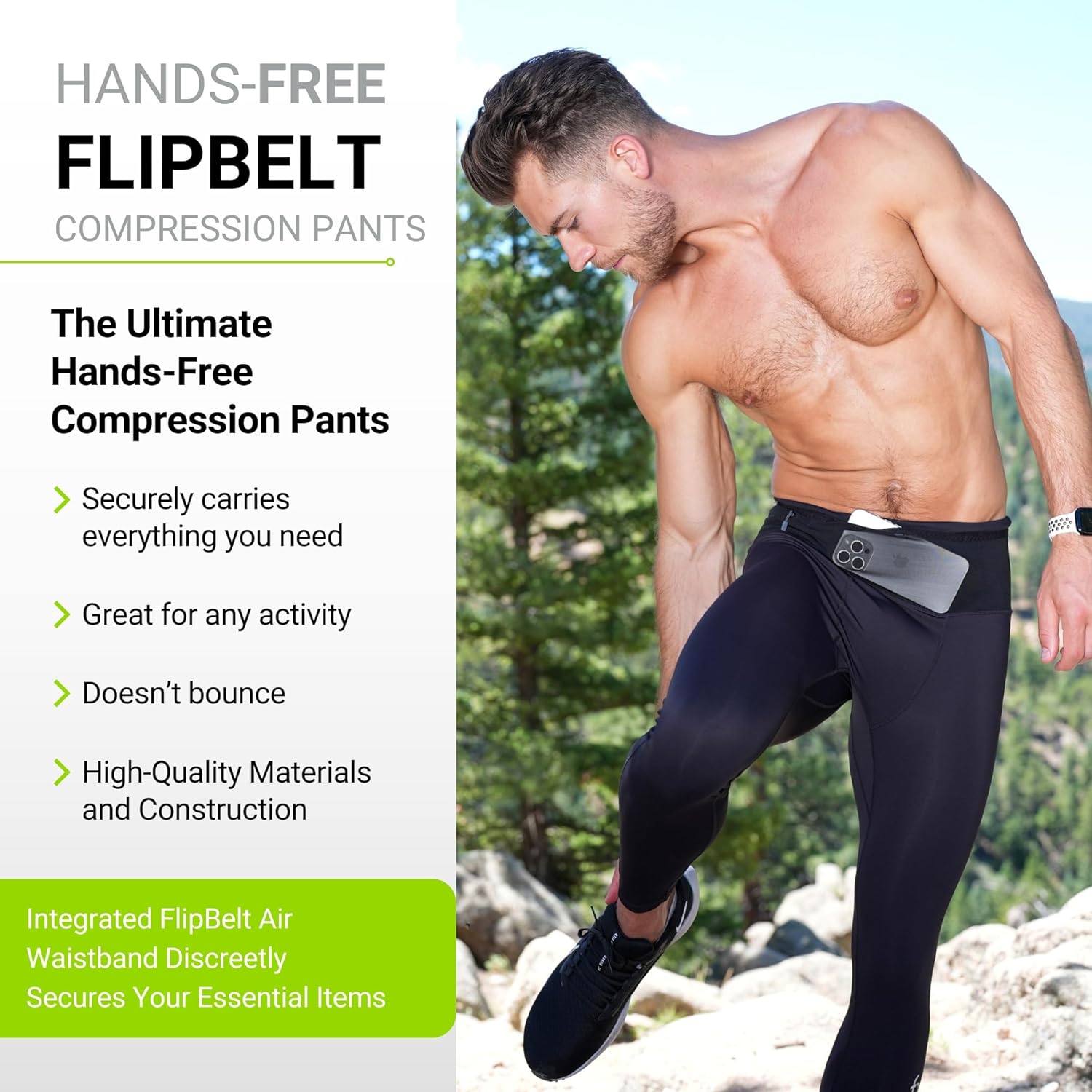 FlipBelt Men's Running Thermal Compression Pants with Pockets - Perfect for Winter Runs & Workouts - USA Small Business - Image 2