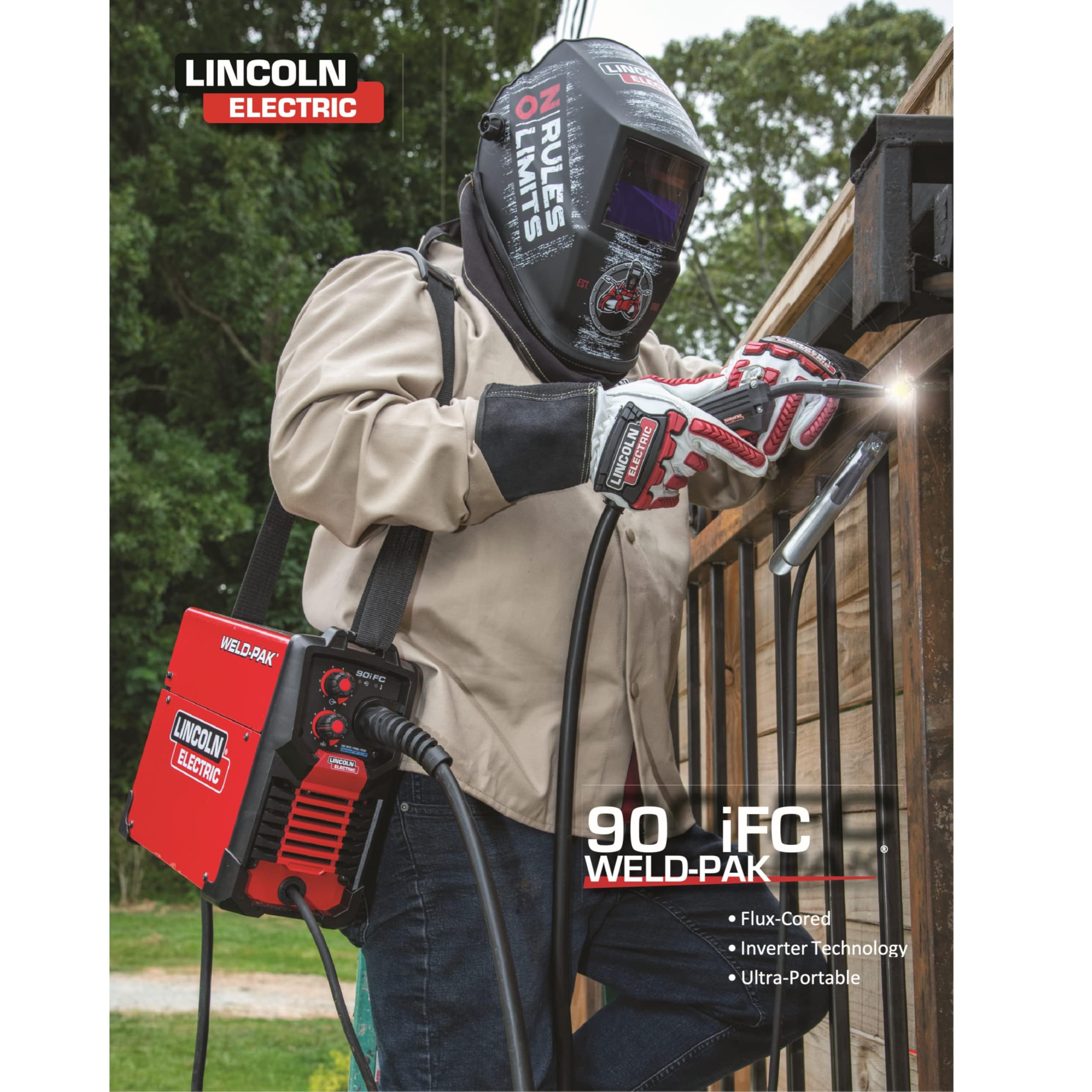 Lincoln Electric 90i FC Flux Core Wire Feed Weld-PAK Welder, 120V Welding Machine, Portable w/Shoulder Strap, Protective Metal Case, Best for Small Jobs, K5255-1 — Amazon image 9