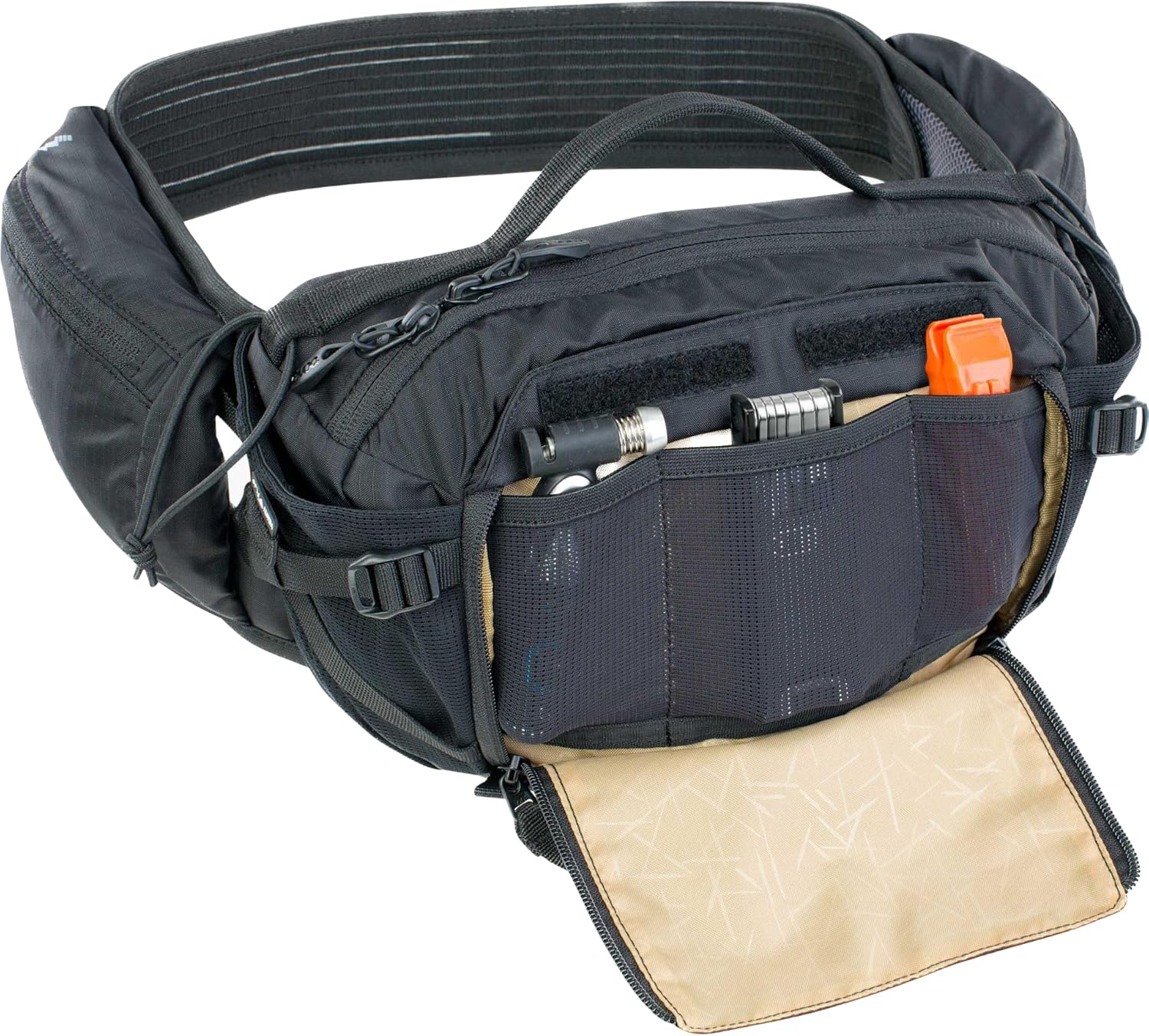 EVOC Hip Pack Pro E-Ride 3 Waist Bag for E-Bike Tours & Trails (3L Capacity, Airflow Contact System, AIRO Flex Waist Belt, Venti Flap System, Bottle Holder)