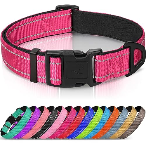 Joytale Reflective Dog Collar, Soft Neoprene Padded, Metal D-Ring, Nylon