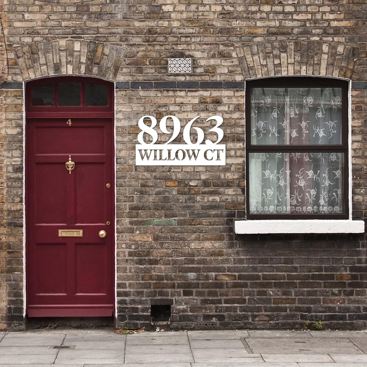 Address Plaque Customized House Numbers Wall Mounted Sign Outside Decorations Metal Modern for House, Street, Front Door Bright Waterproof Wedding Housewarming Gifts 18Inch White