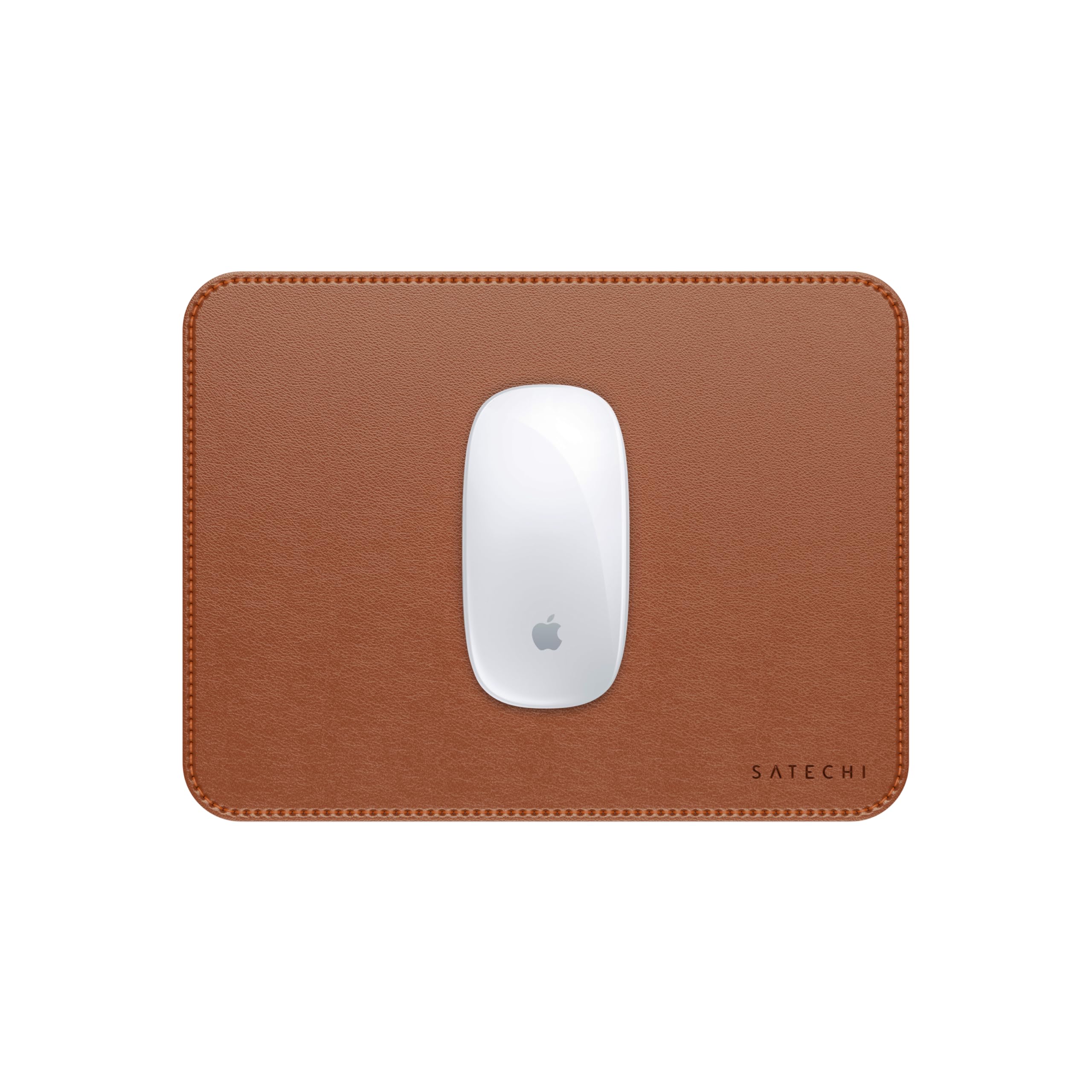 SATECHI Alfombrilla para Ratón 25 x 19 cm, Mouse Pad para Oficina y Hogar, Tapete Elegante, Reversible y Resistente a Arañazos - Material Premium (PU), Mousepad Marrón