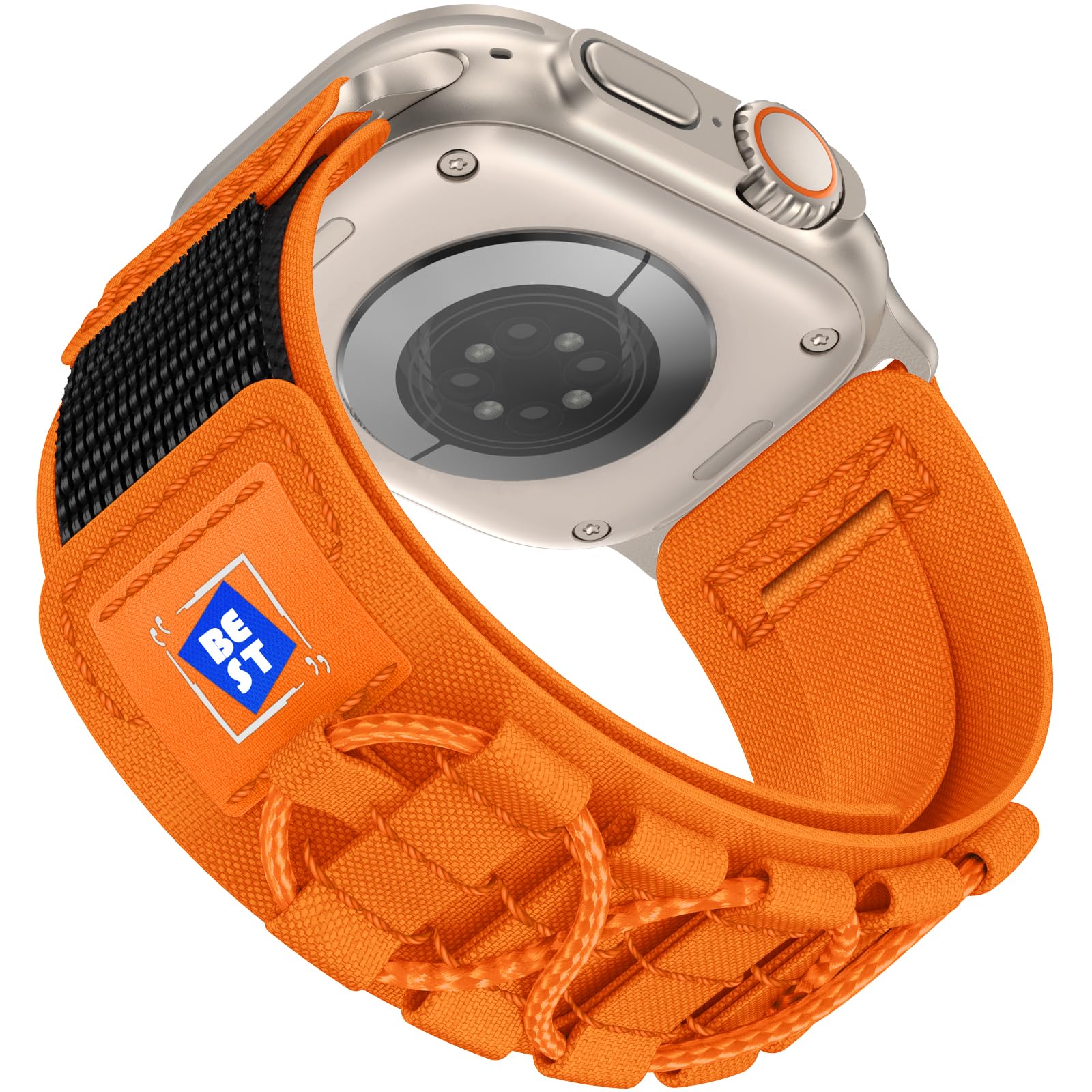 Anlinser Bands Compatible with Apple Watch Ultra 2 Band/Apple Watch Ultra Band 49mm 45mm 44mm 42mm for Men Women, Rugged Nylon Sport Strap Designed for iWatch Series 9/8/7/6/5/4/3/SE (Orange)