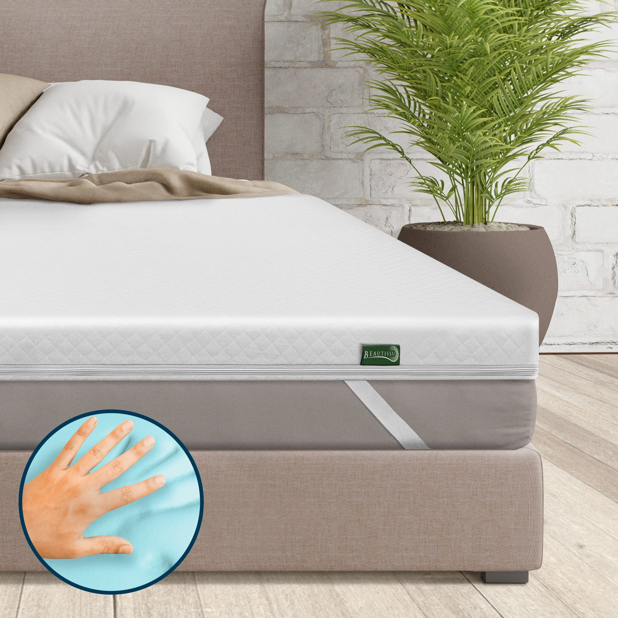 Beautissu BeauNuit surmatelas Mousse Visco Gel pour sommier et Matelas