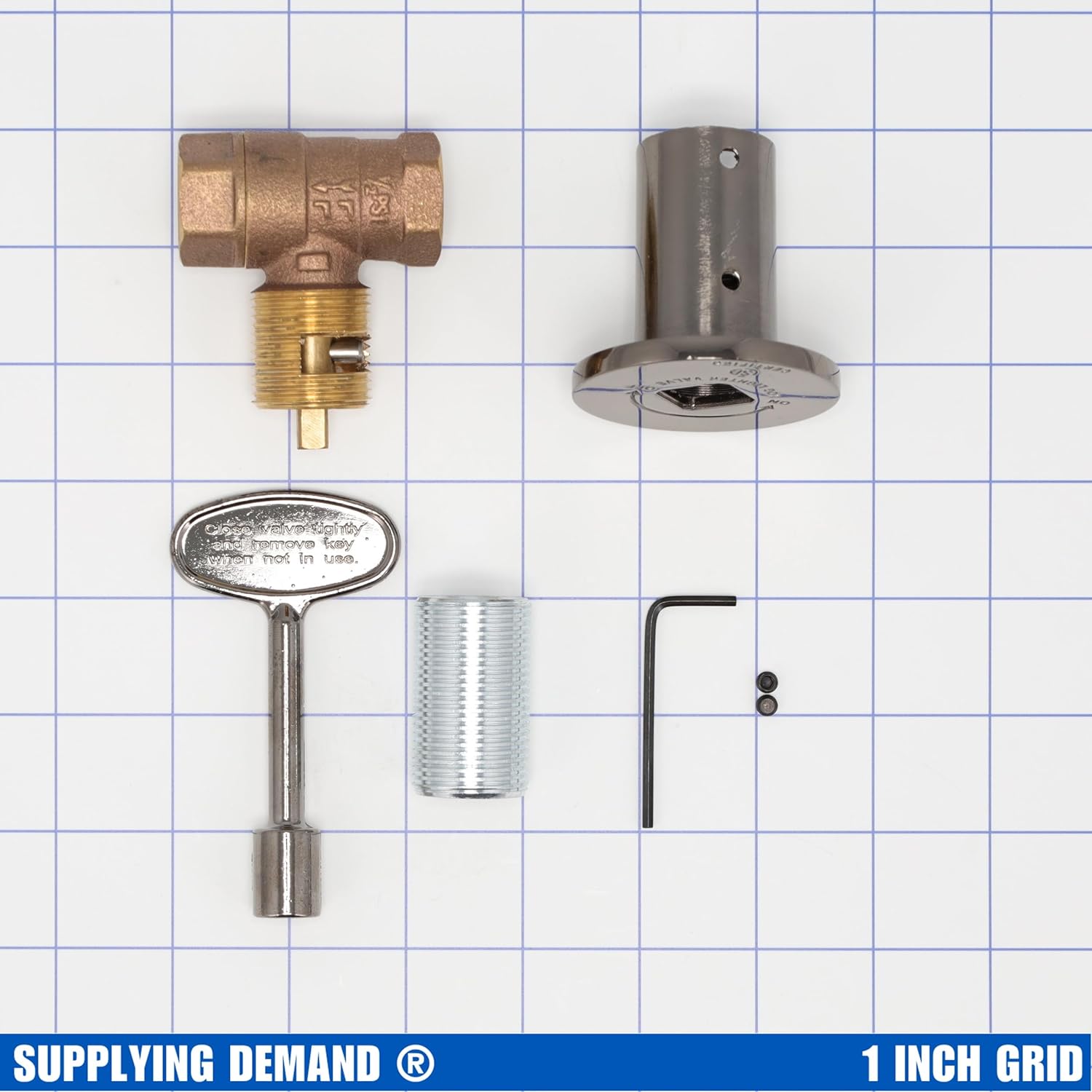 Supplying Demand BVL-2SK-PWT Fireplace Fire Pit | 1/2" IPS Straight Log Lighter Ball Valve with Pewter Plated Cover and Key